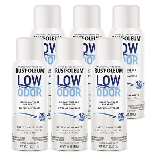 Image of Rust-Oleum Low Odor Premium Spray Paint, 11 oz, Matte Snow White, 6 Pack