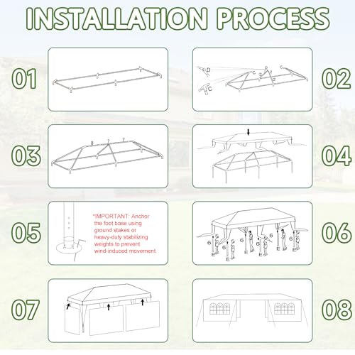 Image of 10' x 20' White Gazebo Canopy Tent Featuring 4 Removable Sidewalls, Outdoor Shade Shelter with Transparent Windows, Ideal for Parties, Backyard, Birthdays, Events, Gatherings, Patio, Birthday