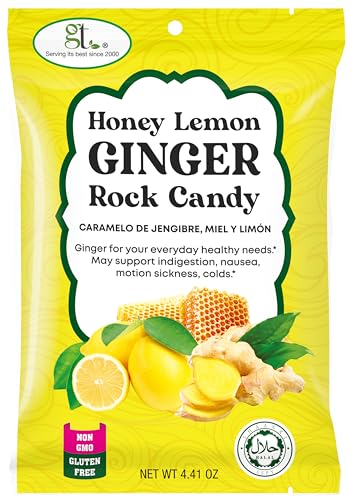 GT Honey Lemon Ginger Rock Candy 4.41 Ounce Bag 1 Pack