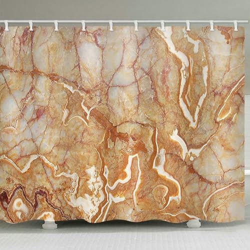 Rideau de douche anti-moisissure lavable en polyester beige marbré - 3