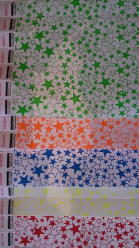 Rainbow Star Mix 50 of 5 Colors Tyvek Wristbands 3/4 Inch