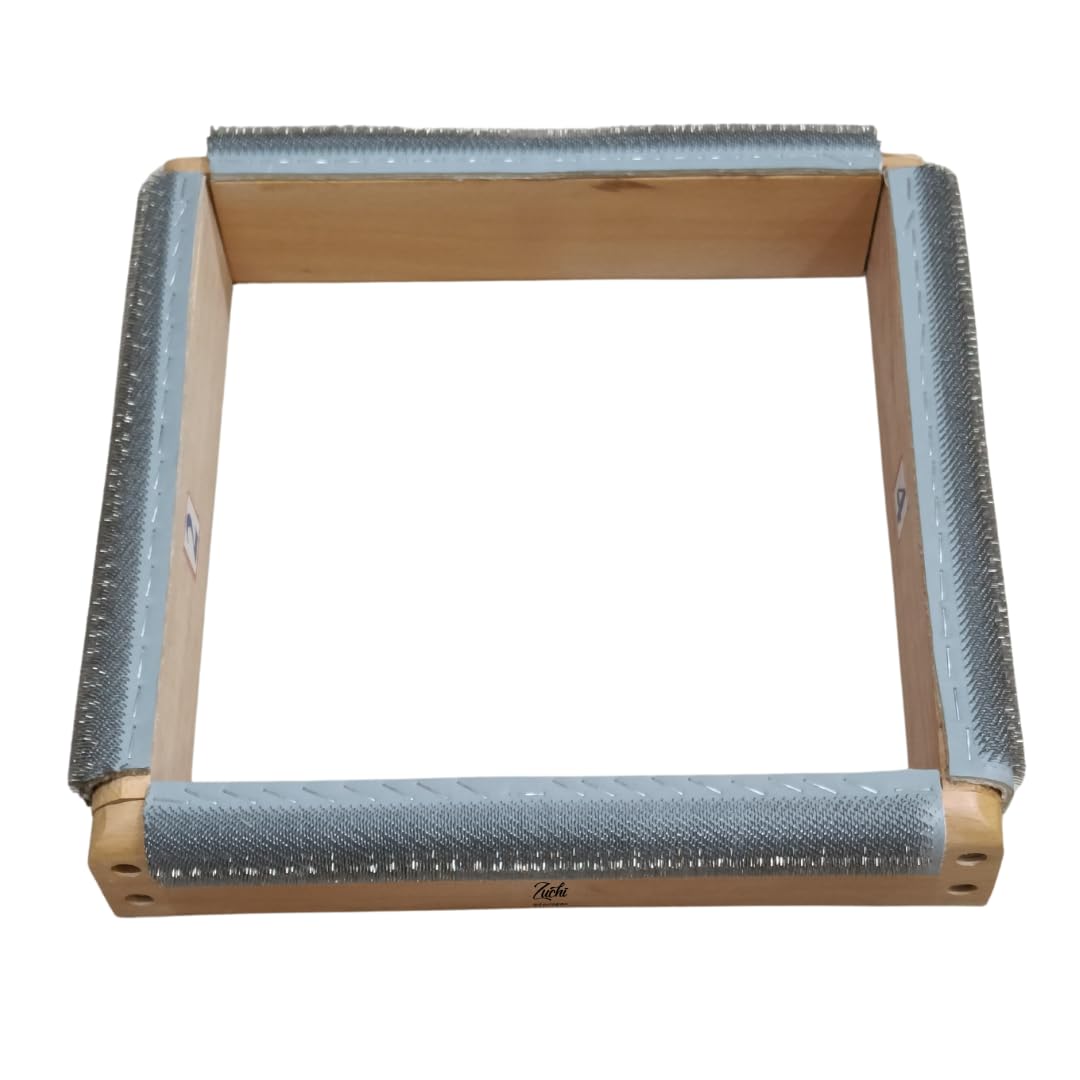Zuchi Punch Needle Frame (10x10 inches) for Punch Needle & Rug Hooking Wooden Frame with Strong Gripper Teeth, Perfect for Monk's Cloth, Canvas, and Medium-Weight Fabrics
