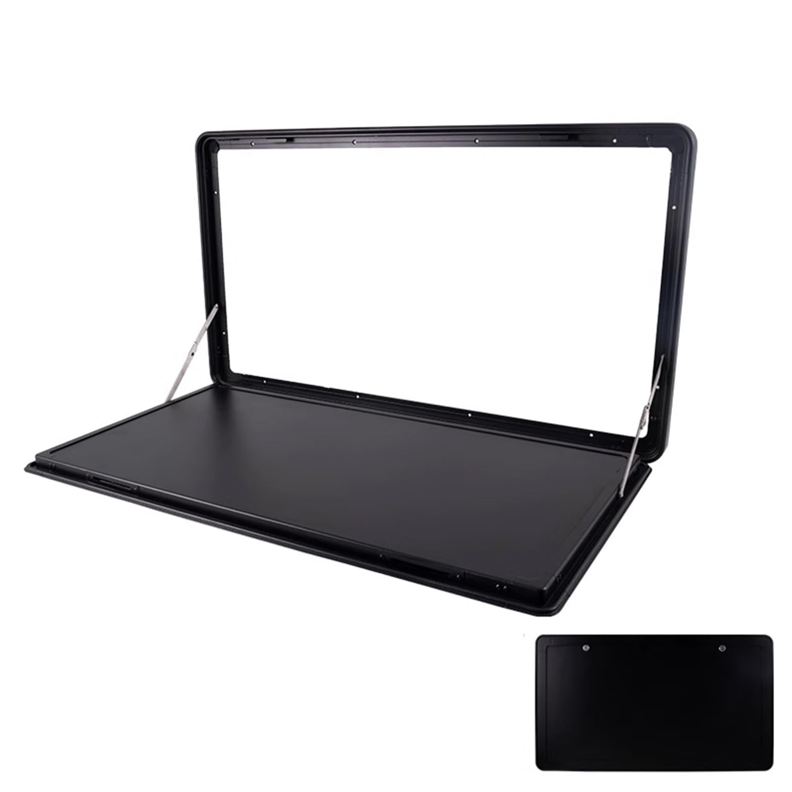 Mesa plegable para autocaravana de aluminio negra 80x45 cm