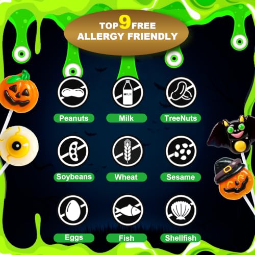 Trick or Treat - Halloween Candy Individually Wrapped Lollipops Bulk 24 Ct | Trick or Treat Halloween Suckers, Featuring Spooky Eye, Witch's Hat, Bat, and Jack-O'-Lantern Designs, Assorted Fruit Flavor - image 4