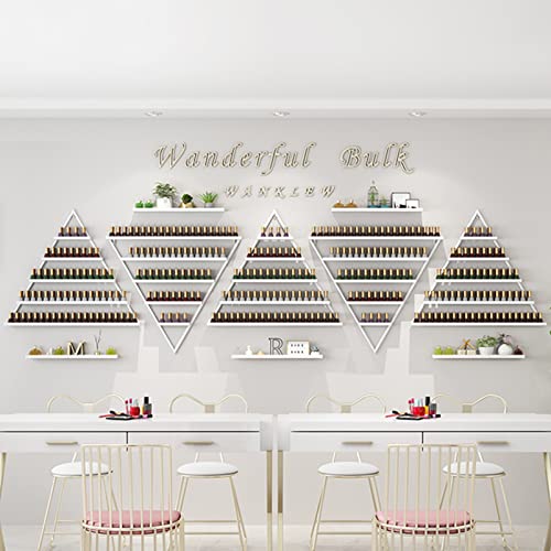 Étagère triangulaire simple en métal pour vernis à ongles et maquillage mural