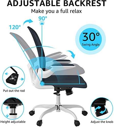 Miniatura 4 de Ergonomic Office Chair, Comfort Swivel Home Office Task Chair, Breathable Mesh Desk Chair, Lumbar Support Computer Chair with Flip-up Arms and