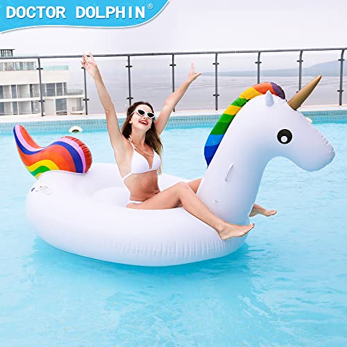 Doctor Dolphin Pool Floats For Adults,Floaties For The Pool With Comfortable Handles, Inflatable Giant Swan Pool Lounge… #TOP4