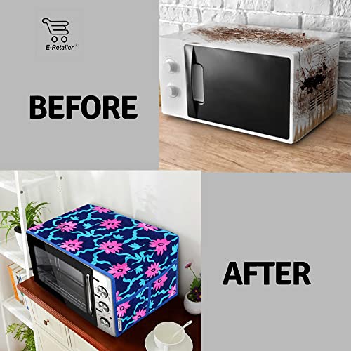 Image of Polyester 3-Layered Microwave Oven Top Cover With 4 Utility Pockets Suitable for Upto 30 Liter (Color- Blue, Size-36x14 Inches)