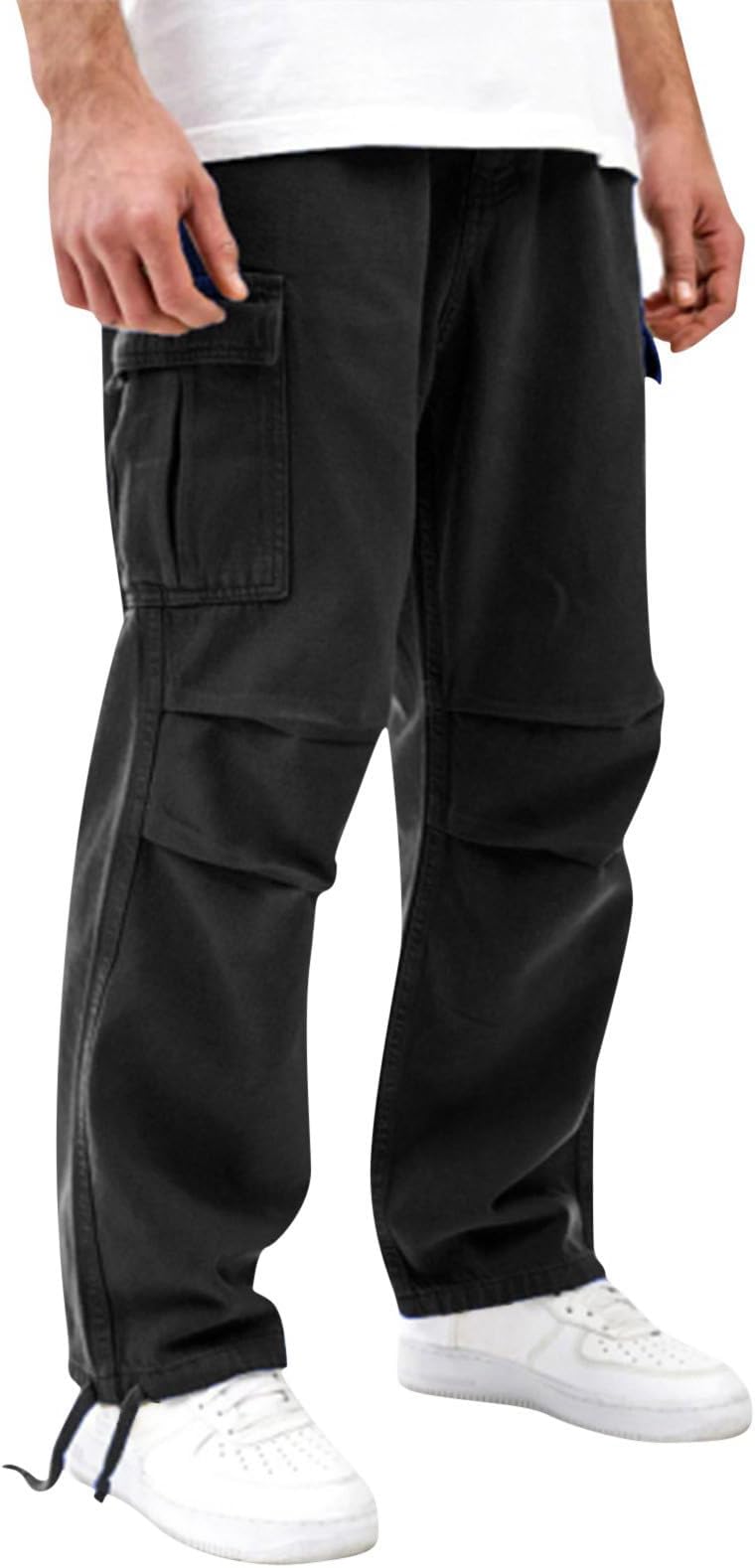 NNGOTDMens Cargo Pants Casual Joggers Athletic Pants Cotton Loose Straight Sweatpants Big and Tall Cargo Pants for Men Chinos Trousers Men Jogging Bottom Work Shorts Mens Slacks Casual Black