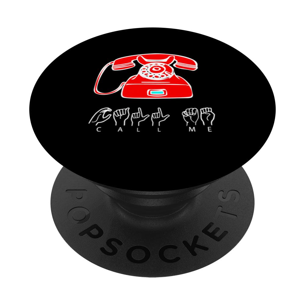 Funny Call Me Red Phone PopSockets Swappable PopGrip, Black