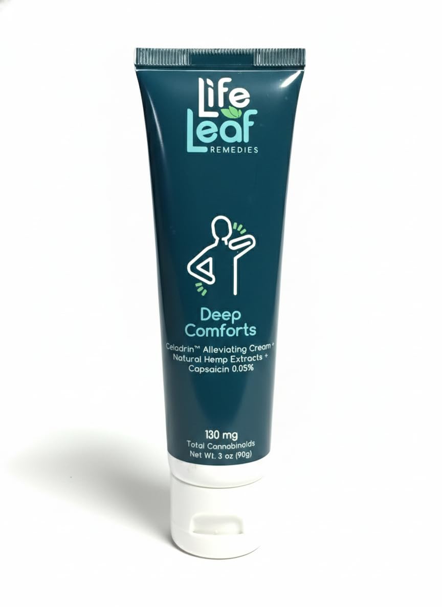 Capsaicin Cream (.05%) - Extra Strength Joint & Muscle, Knee & Back, Neck & Shoulder, Sore Muscle Cream with Capsaicin, Menthol, Celadrin and Hemp - Non-Greasy 3 OZ Deep Comforts by Life Leaf