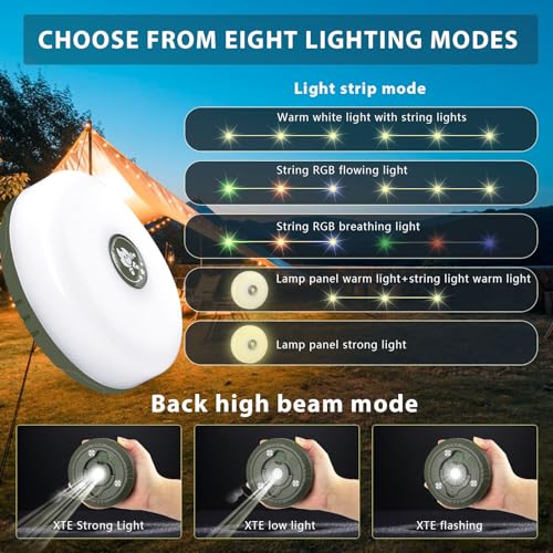 IXYHKB Camping String Lights, Outdoor Waterproof Portable Stowable String Light, Rechargeable Camping String Lights Reel - Image 2