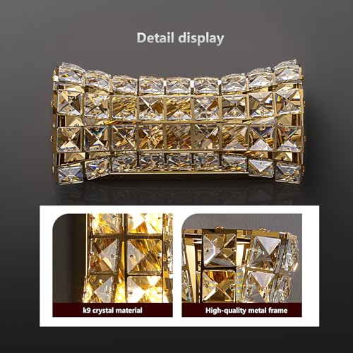 Image of Crystal Wall Sconces,Modern Wall Light Fixtures for Living Room Bedroom Bathroom Hallway Doorway Stairway,Bedside,Tricolor Vanity Lighting Fixture