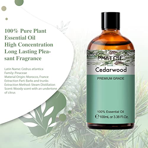 Cedarwood Essential Oil, 3.38Fl.oz Phatoil Pure Essential Oil Singles For Aromatherapy Diffusers, Humidifiers, Skin Care, Great For Diy Candle And Soap Making, Gift For Friend #TOP1