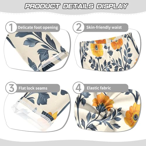 Bolaz Toddler Girls Leggings Printed Yoga Pants Leggings Indigo Marigold Flowers for Kids3