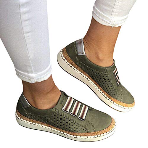 Gizayen Women Slip On Hollow out Flat Shoes Round Toe Anti-Slip Breathable Casual Sneakers, Women's Denim Canvas Lok Fu Shoes Single Shoes Casual Shoes Lazy Shoes Flat Sports Shoes