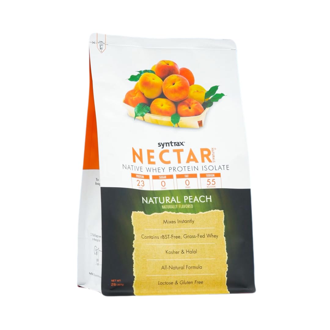 Syntrax Nectar Naturals, All Natural Whey Protein Isolate, Smooth & Juicy, Natural Peach, 2 lbs.