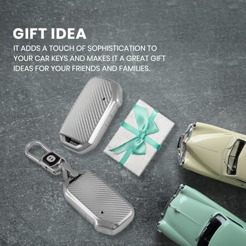 Image of Keyzone Silverstar TPU Car Key Cover with Keychain Compatible for Kia Seltos, Sonet 2023 Onwards, 3 Button Smart Key (Silver)