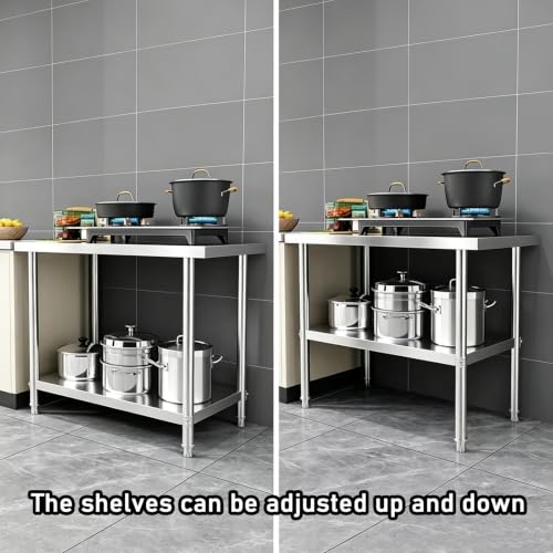 Mesa de acero inoxidable con ruedas de dos niveles 60x40cm para hostelería y cocina 3