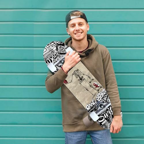 Image of Pro Complete Skateboards for Beginners Girls Boys Kids Youths Teens Adults 31 inchx8 inch Skate Boards 7 Layers Canadian Maple Double Kick Deck Concave Longboard