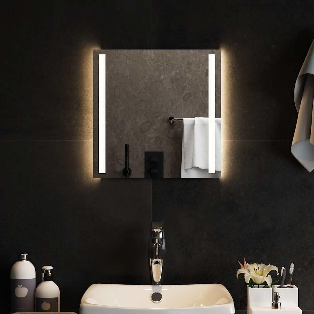 Miroir de salle de bain à LED 40x40 cm fini les reflets sombres au rasage