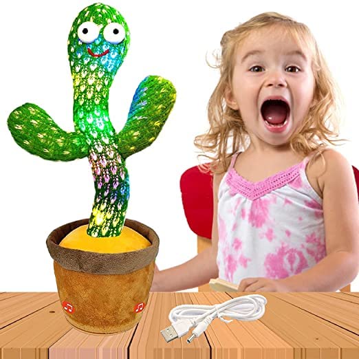 ADRIAN Dancing Cactus Talking Toy, Cactus Plush Toy, Wriggle & Singing Recording Repeat What You Say Funny Education Toys for Babies Children Playing, Home Decorate (Green)