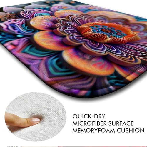Tapis de bain en mousse à mémoire lavable et doux Fleur 3D L - 4