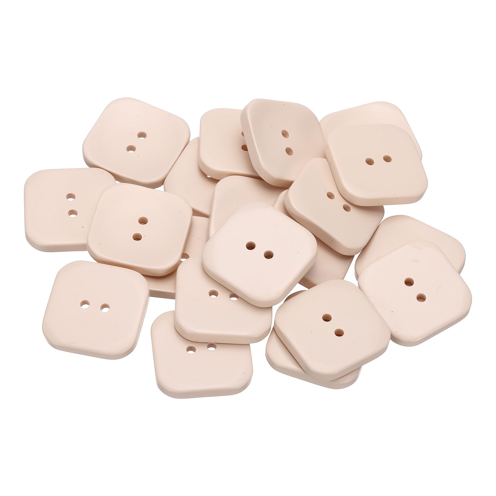 Boutons carrés de couture 30mm finition résine abricot pour créations mode haut de gamme x20