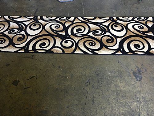 Bellagio Modern Long Runner Rug Black Swirl Design 341 (32Inches X 10Feet) #TOP7