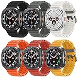 6 Pack Marine Silicone Band for Samsung Galaxy Watch Ultra Bands 47mm Men/Women,Waterproof Soft Sport Strap Compatible with Samsung Watch Ultra Band for Men/Women Breathable Replacement Correa Reloj