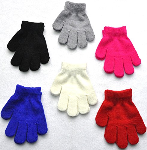 Little Kids Solid Winter Knitted Full Finger Gloves, 3-8 Years Old3