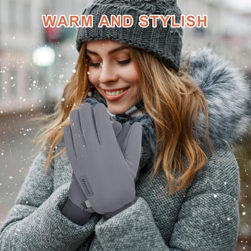 Image of ihuan Winter Waterproof Gloves Cold Weather - Snow Ski Windproof for Men Women, Warm Touchscreen Thermal for Running Cycling