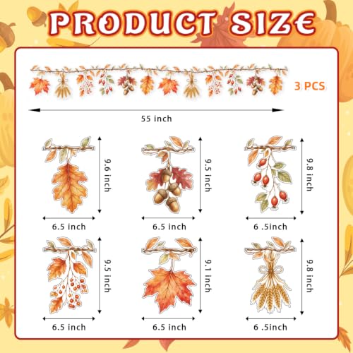 3 Pcs Fall Leaves Garland for Thanksgiving Decorations - image 3