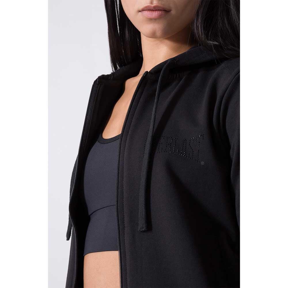 Everlast Tuta da Ginnastica per Donna Completo Sportivo in Cotone Felpato Set per Sport e Tempo Libero o Palestra (IT, Testo, L, Regular, Regular, Nero Cappuccio)