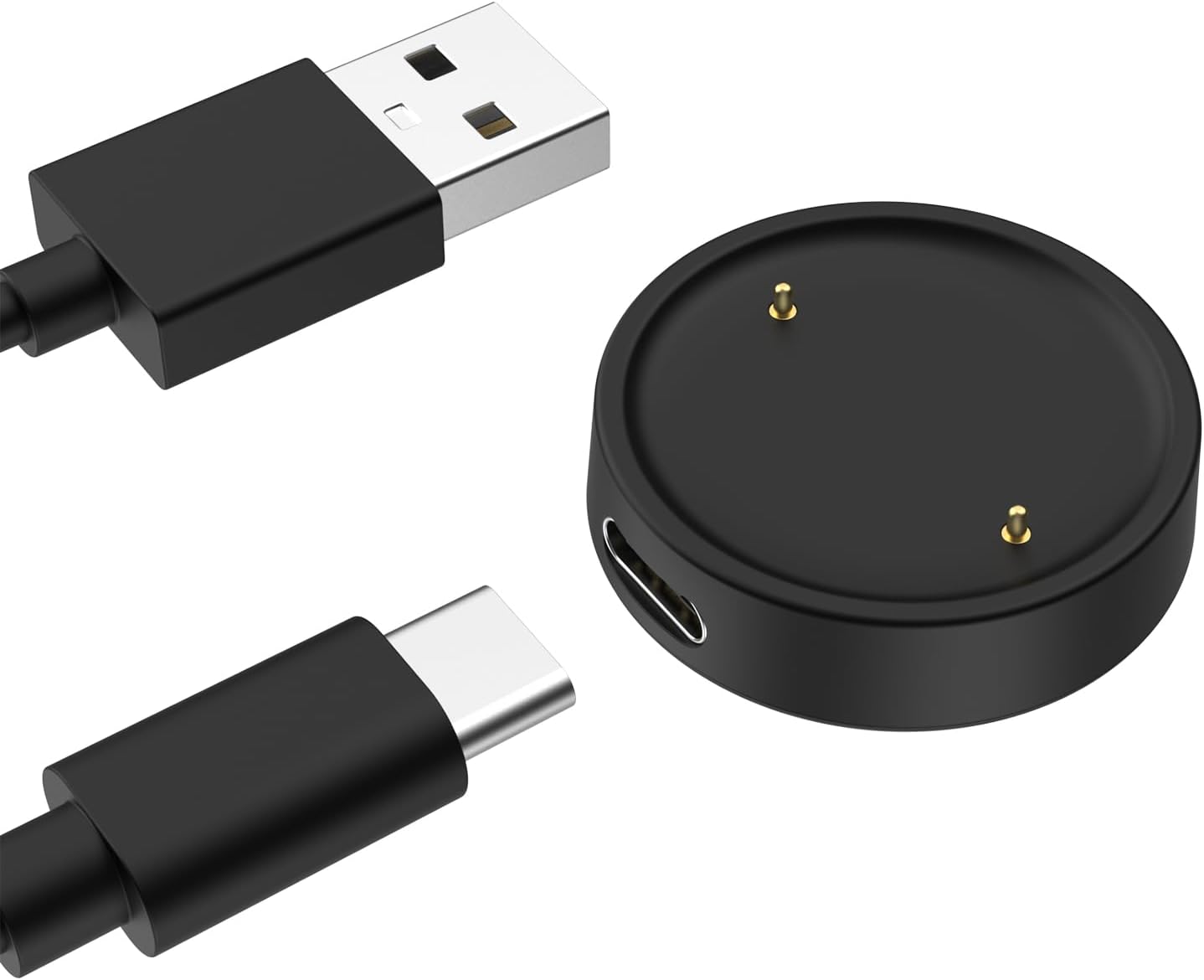 MoKo Magnetic Charger Compatible with Amazfit Active 2/Bip 6, Portable Charger Dock with 3.3ft/1m Separate USB Charging Cable, Black