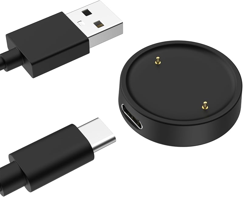 MoKo USB A Charger Compatible with Amazfit Active 2/Bip 6 | with a Separate 3.3 ft/1 m Charging Cable, Portable Design, Magnetic Charging Dock