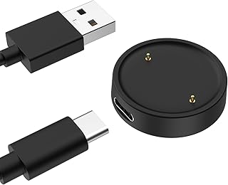 MoKo Magnetic Charger Compatible with Amazfit Active 2/Bip 6, Portable Charger with Separate USB Charging Cable 1 m, Black