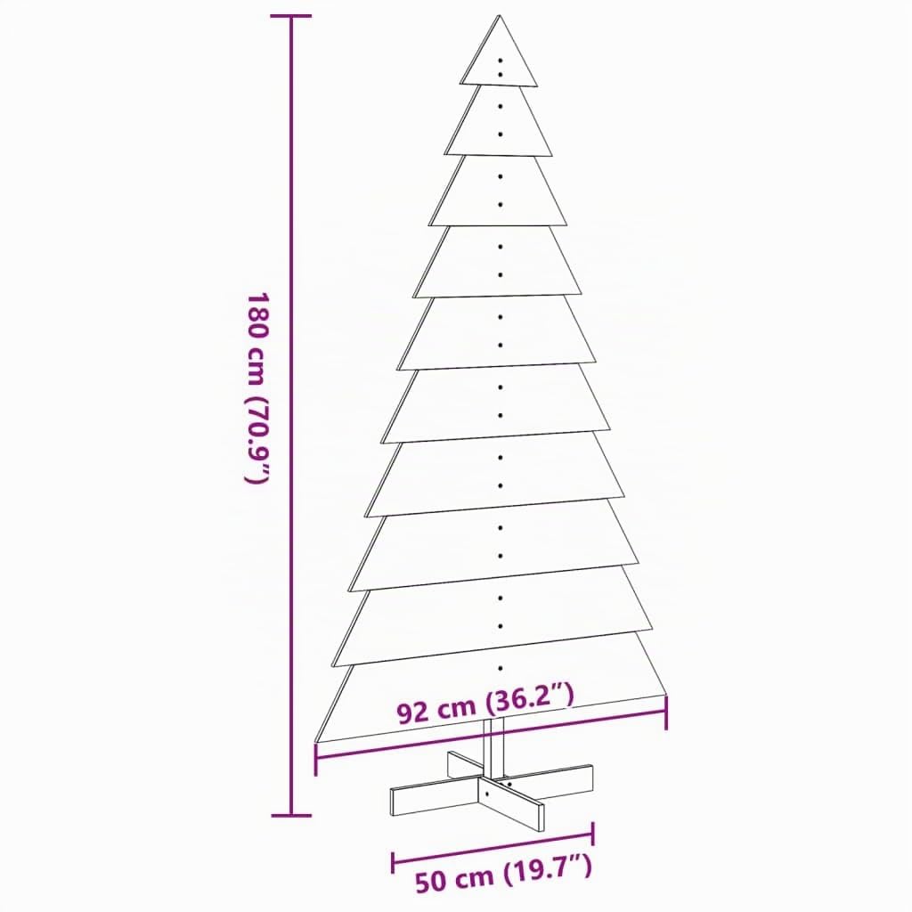vidaXL Arbre de Noël en Bois pour décoration 180 cm Bois Massif de pin