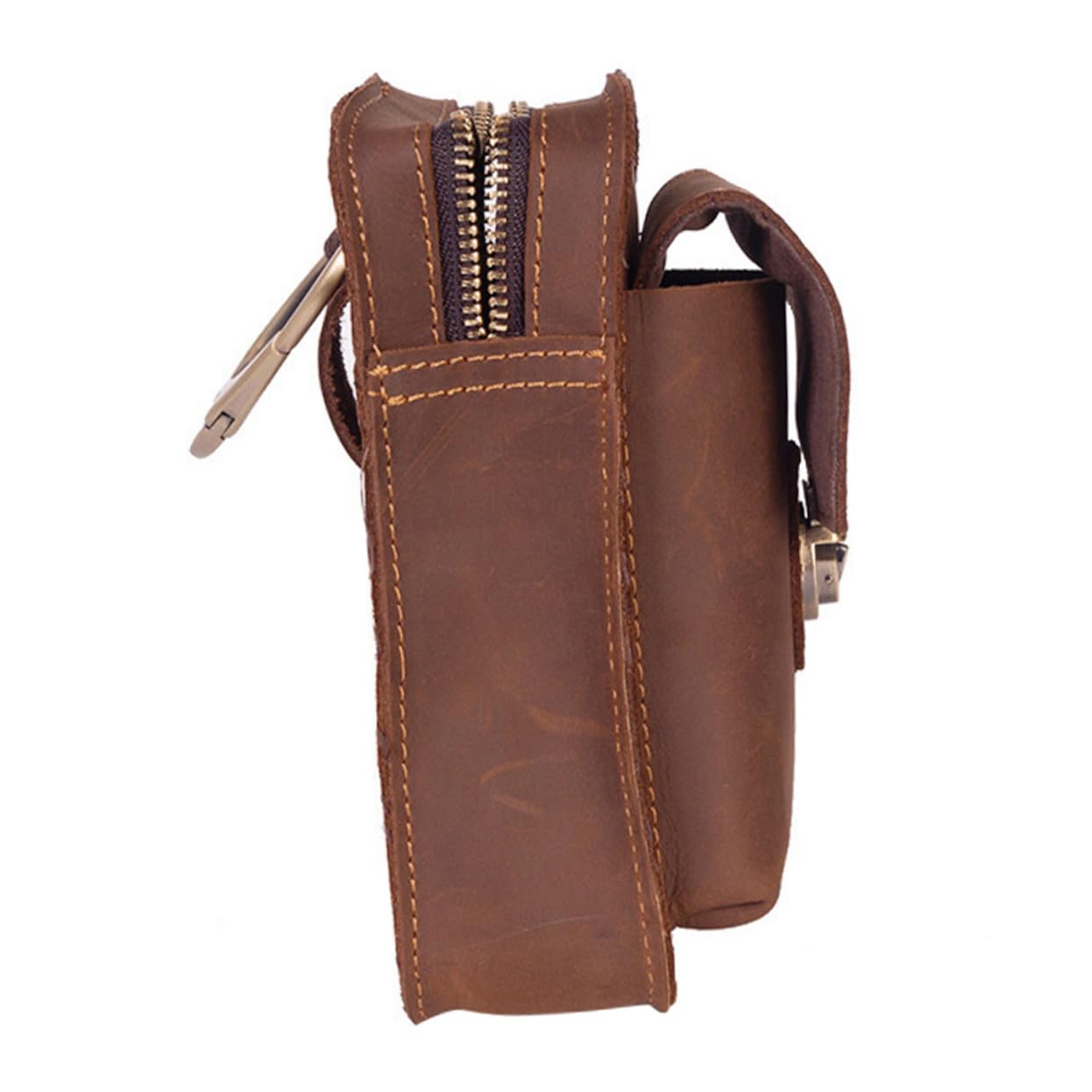 HEMOTON Marsupio Multifunzione per Cellulare da Cintura in Cuoio Marrone | 1 Pezzo Accessori Casuali, Stile Retrò e Linee Semplici, per Sport All'aperto