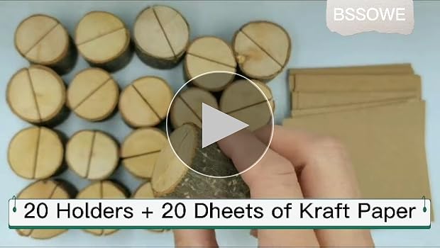 Set Di 20 Portabiglietti Da Visita In Legno Con 20 Cartoncini Kraft - Ideale Per Matrimoni, Segnaposto E Decorazioni - 7