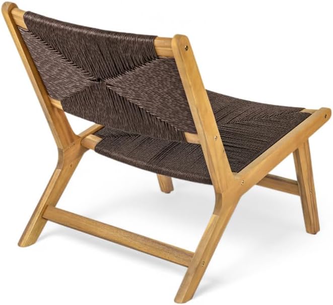 Outdoor Acacia Wood Lounge Chairs Set of 2 – Durable Weather‑Resistant Patio Seating with Ergonomic Back & Wide Seat for Garden, Deck, Poolside (Teak + Acacia Wood)