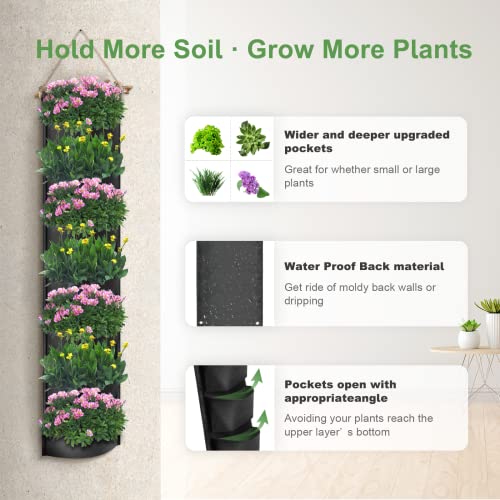 Ipower GLGROWBAGHANGP7 Hanging Vertical Wall Planter 7 Pockets Upgraded Deeper Waterproof Herb Flower Growing Pouch Felt Cloth thumb #2