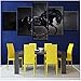 Produktbild LQWE 3D Leinwandbild Wand Kunst Bilder modulare Leinwand Kunst Home Decor 5 Stück schöne Schwarze Steed Gemälde Hd Drucke Tier Pferd Poster