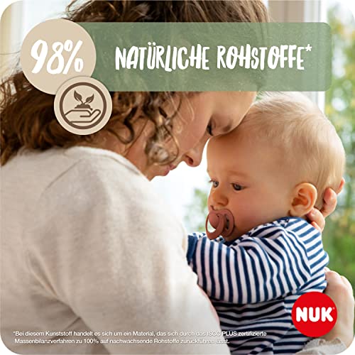 NUK for Nature Babyschnuller | Nachhaltige Gummischnuller | Über 98 % natürliche Rohstoffe | 6-18 Monate | Eukalyptusgrün | 2 Stück – Ansicht 3