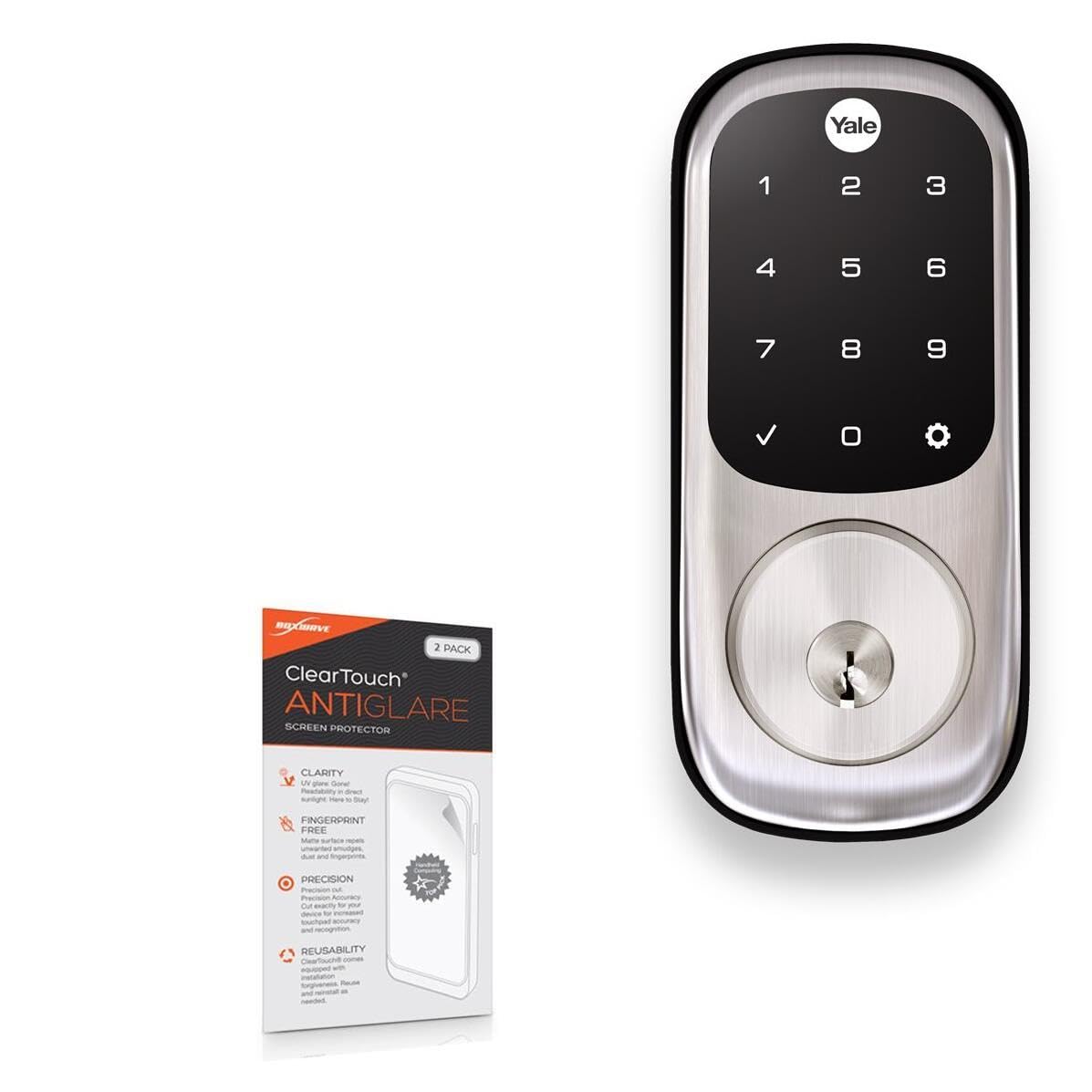 BoxWave Screen Protector Compatible with Yale Real Living Assure Lock Touchscreen Deadbolt - ClearTouch Anti-Glare (2-Pack), Anti-Fingerprint Matte Film Skin