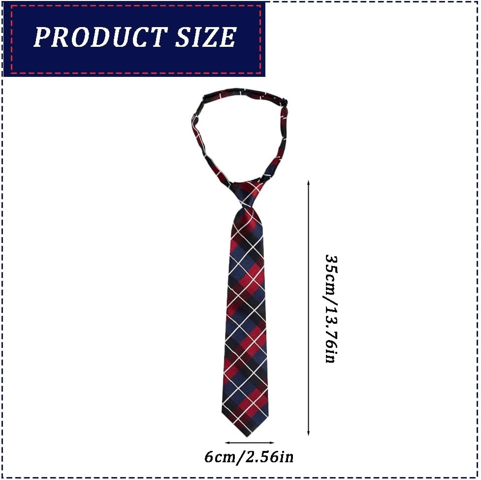 VIOKKO 6Pcs Ties for Boys Stripe Plaid Pre-tied Adjustable Kids Neckties Neck Strap Ties for Graduation Uniforms Party