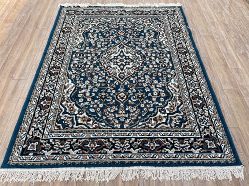 Image of TTC THREAD & TEXTURE CARPET Traditional Comfort: Power-Loomed Carpets for Living Room- Every Space Area Rug Color Blue Size 6x8 Feet (180x235cm)