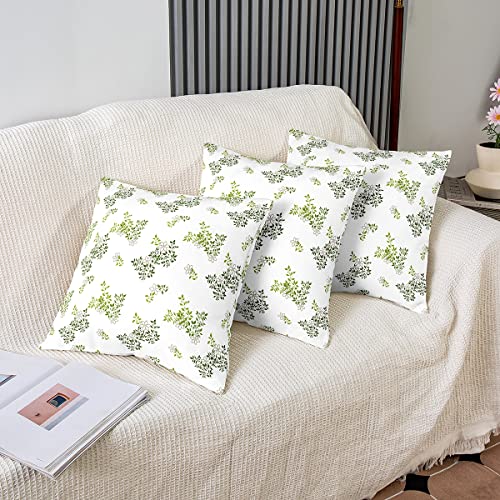 Leaf Print Throw Pillow Covers 18"x18" Set of 2 Soft Botanical Leaf Pattern Pillow Cases Cushion Covers For Living Room Bedroom Natural Theme Green Decorative Throw Pillowcases for Sofa Chair - Image 4