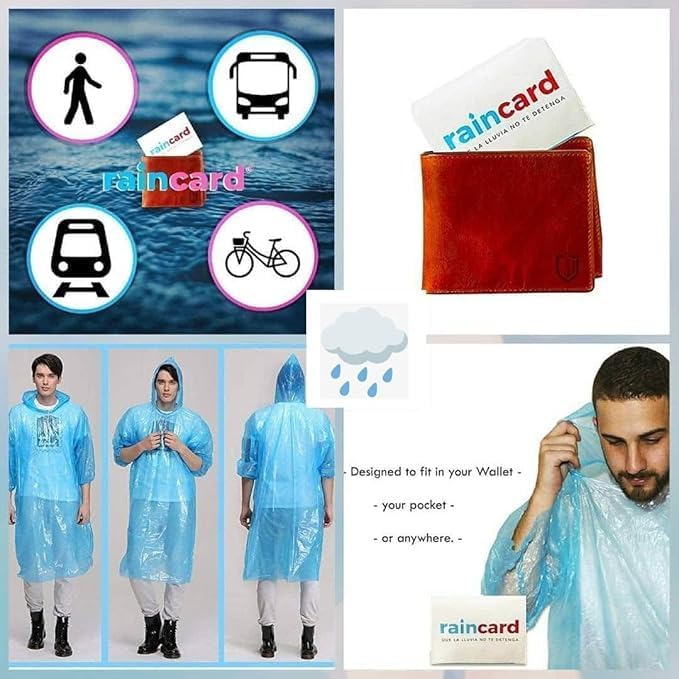 Image of Scholazs Pocket Size Disposable Raincoat for Men and Women for Travel Use | Easy to Carry Rain Card | Pocket Emergency Waterproof Rain Poncho | Rain Card Multicolour