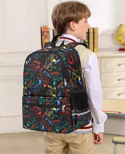 DSIUE Mochila escolar para meninos, mochila gamer com lancheira, estojo de lápis, mochila para menin